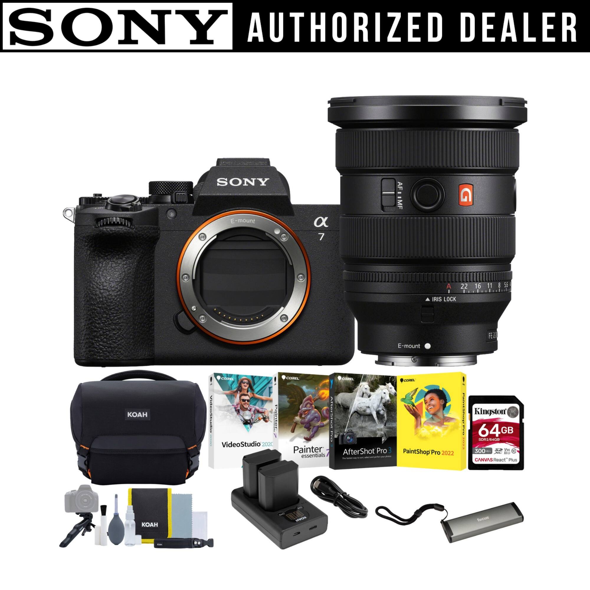 SONY AUTHORIZED DEALER

SONY E-mount

α7 AF MF

A 22 - IS LOCK

6 11 I 9

E-mount FE

OAH

VideoStudio 2000

Painter essentials

AfterShot Pro 3

PaintShop Pro 2022

Kingston 64GB

CANVAS

KOAH