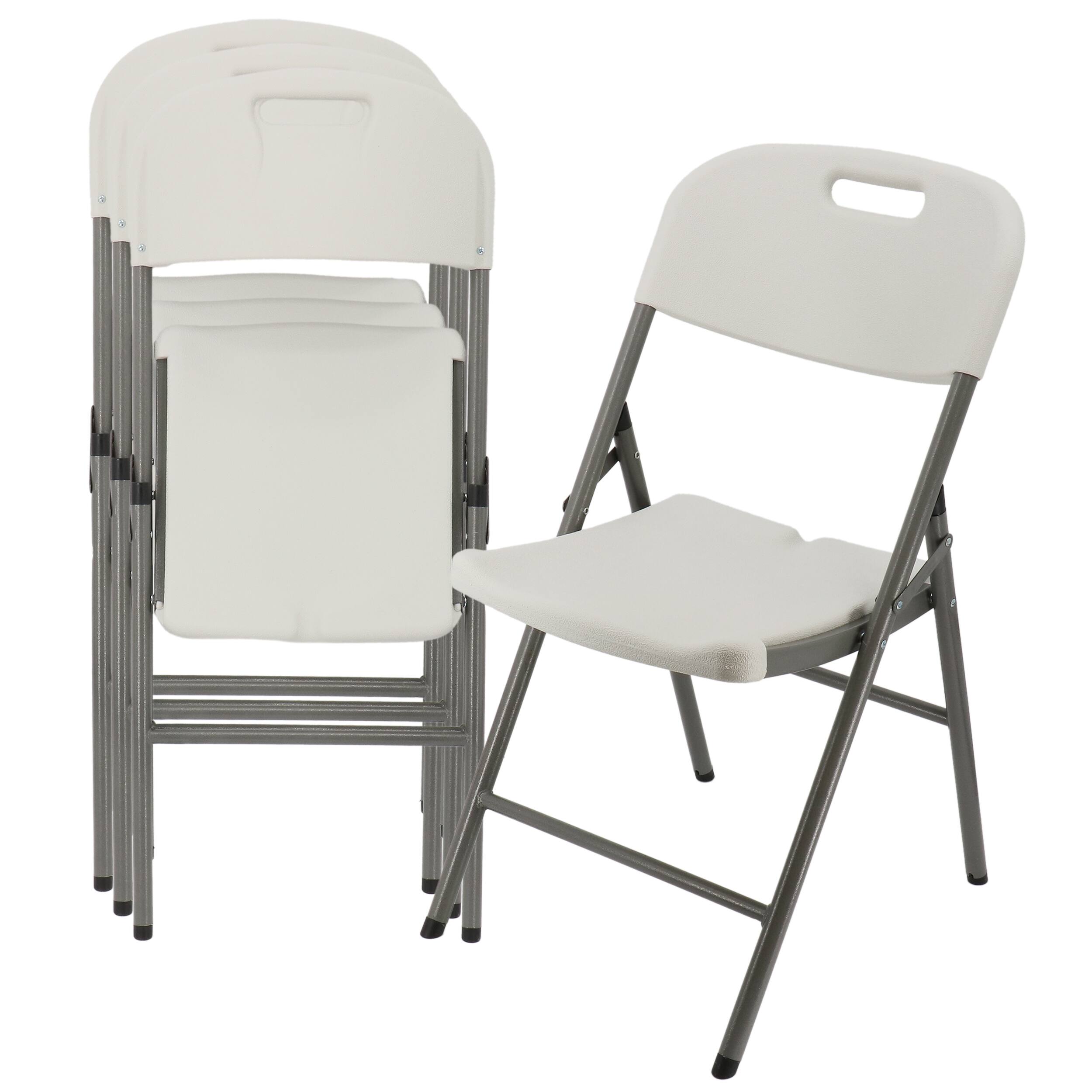 Front. Elama - Elama 4 Piece Indoor and Outdoor Folding Chair Set - White.