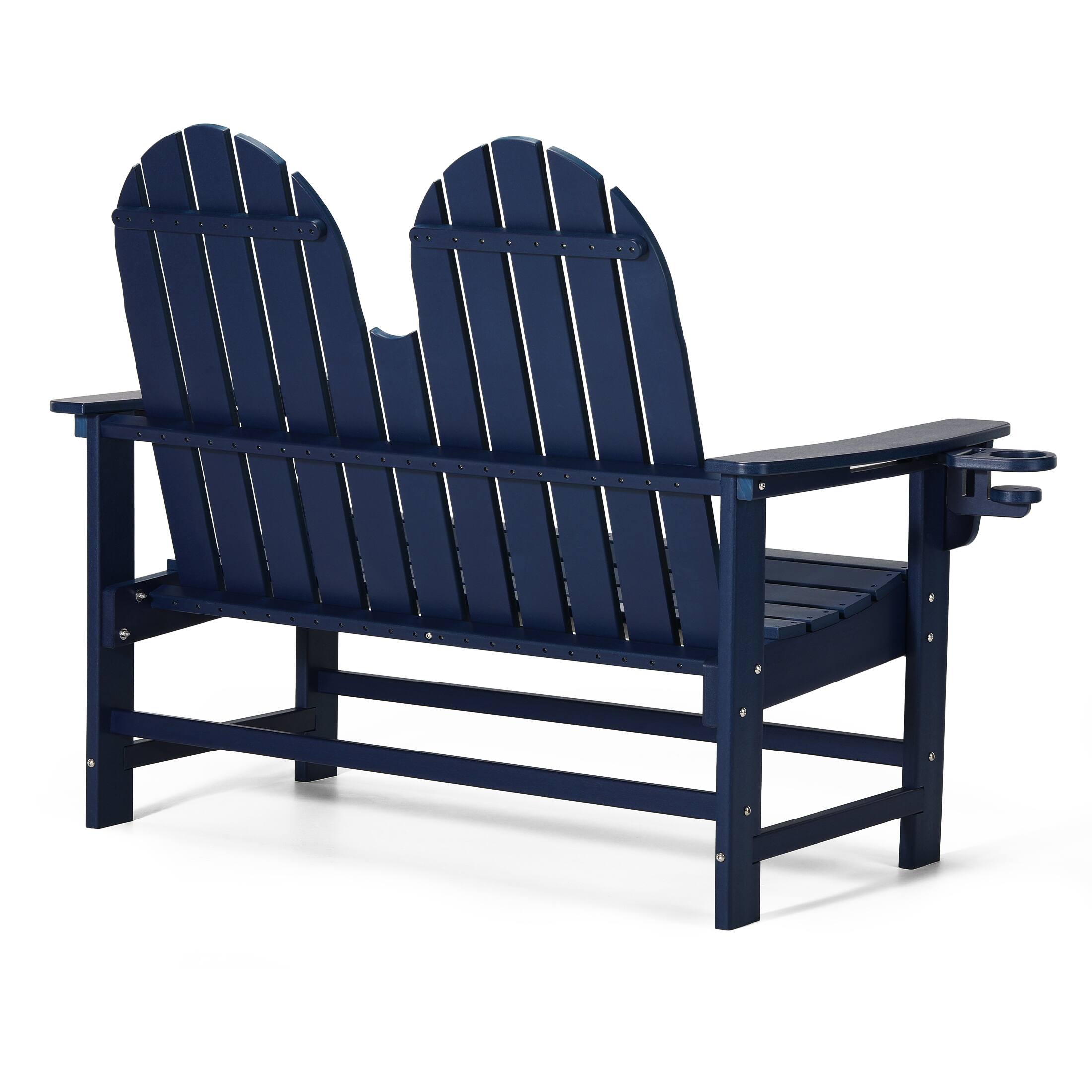 Back. WestinTrends - WestinTrends St. Augustine Outdoor Patio 49" HDPE Adirondack Garden Bench - Navy Blue.