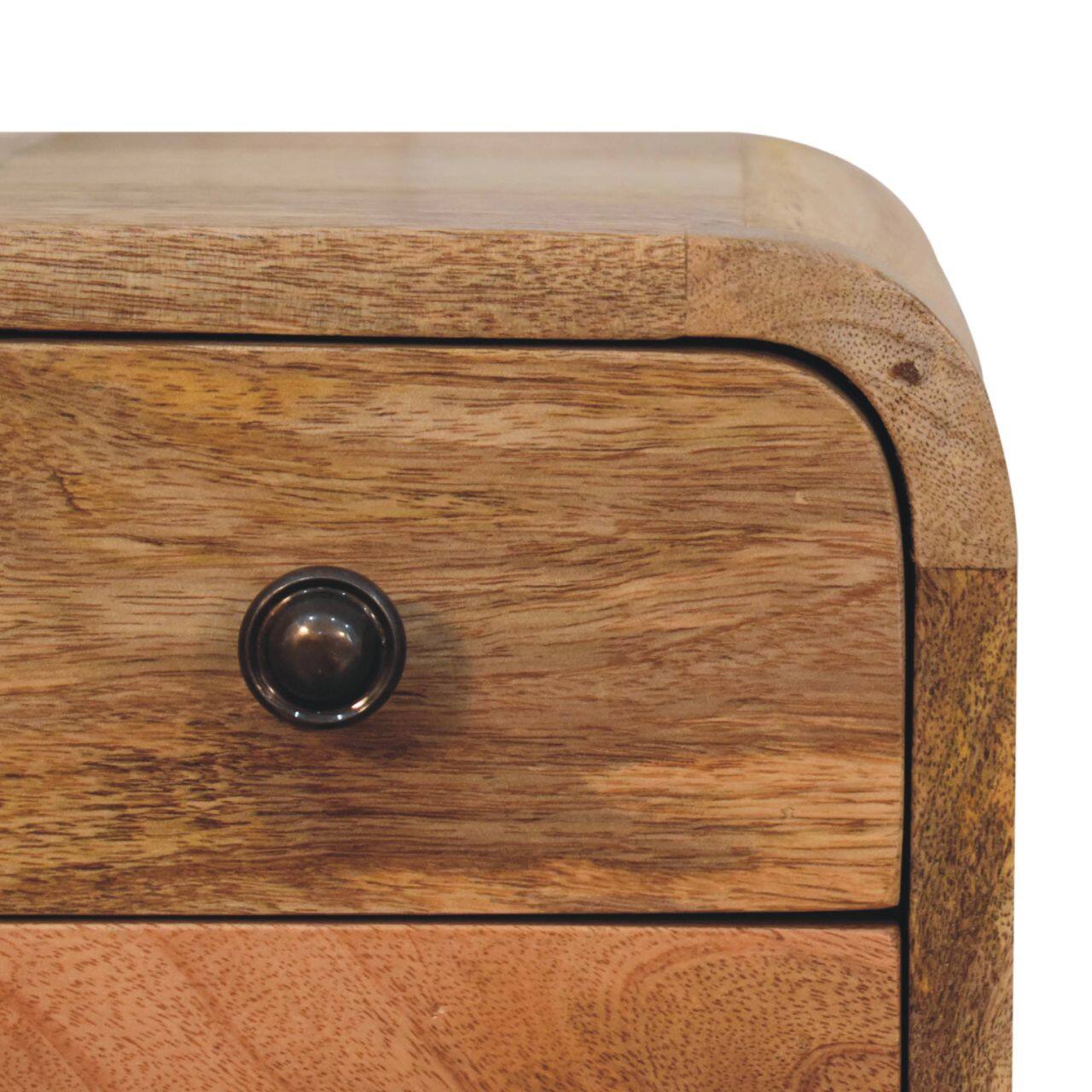 Alt View 1. Artisan Furniture - Artisan Furniture Solid Wood Extra Mini Curved Oak-ish Bedside, 2 Drawers, Nordic Legs, Light Brown - Oak.