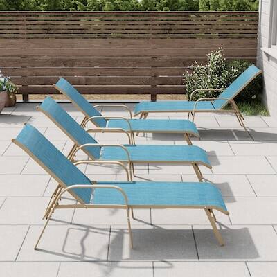 Alt View 4. Crestlive Products - Crestlive Products Set of 2 Stackable Aluminum Frame Adjustbale Chaise Lounge Chair - Blue.