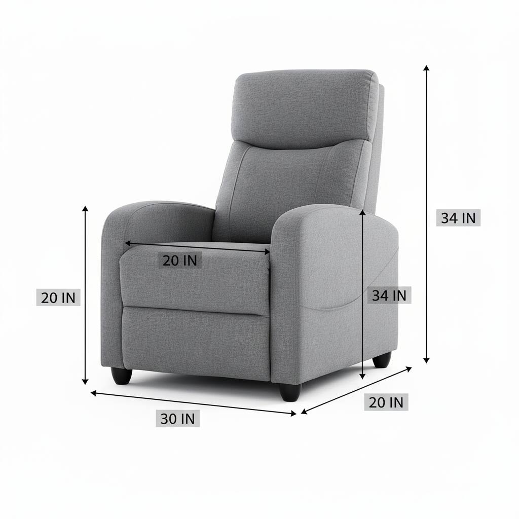 Back. AOITUN - Small Power Recliner Chair, Gray Fabric Single Reclining Sofa with Remote, Modern Compact Living Room Seat - Gray.