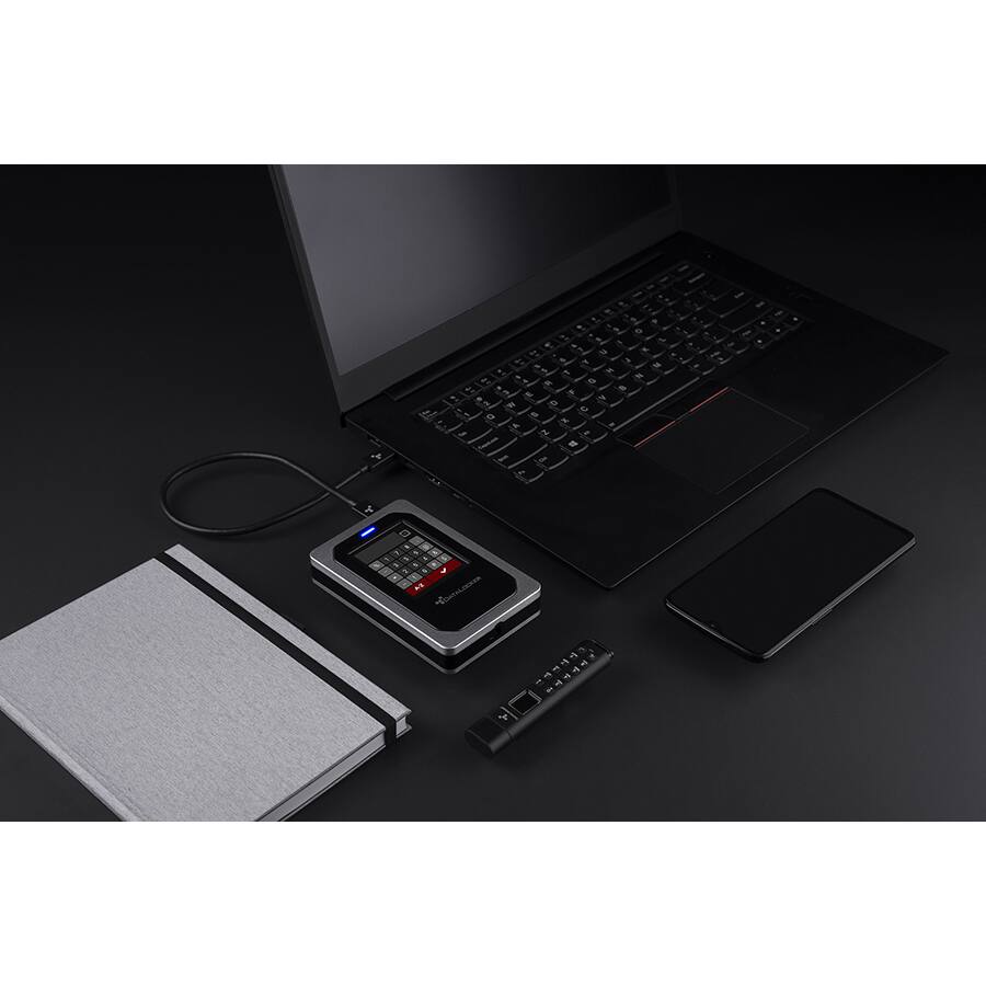 Alt View 1. DataLocker - DataLocker DL4 FE 1 TB Portable Hard Drive - External - TAA Compliant - USB 3.2 (Gen 2) Type C - 5400rpm - 256-bit - Unknown.