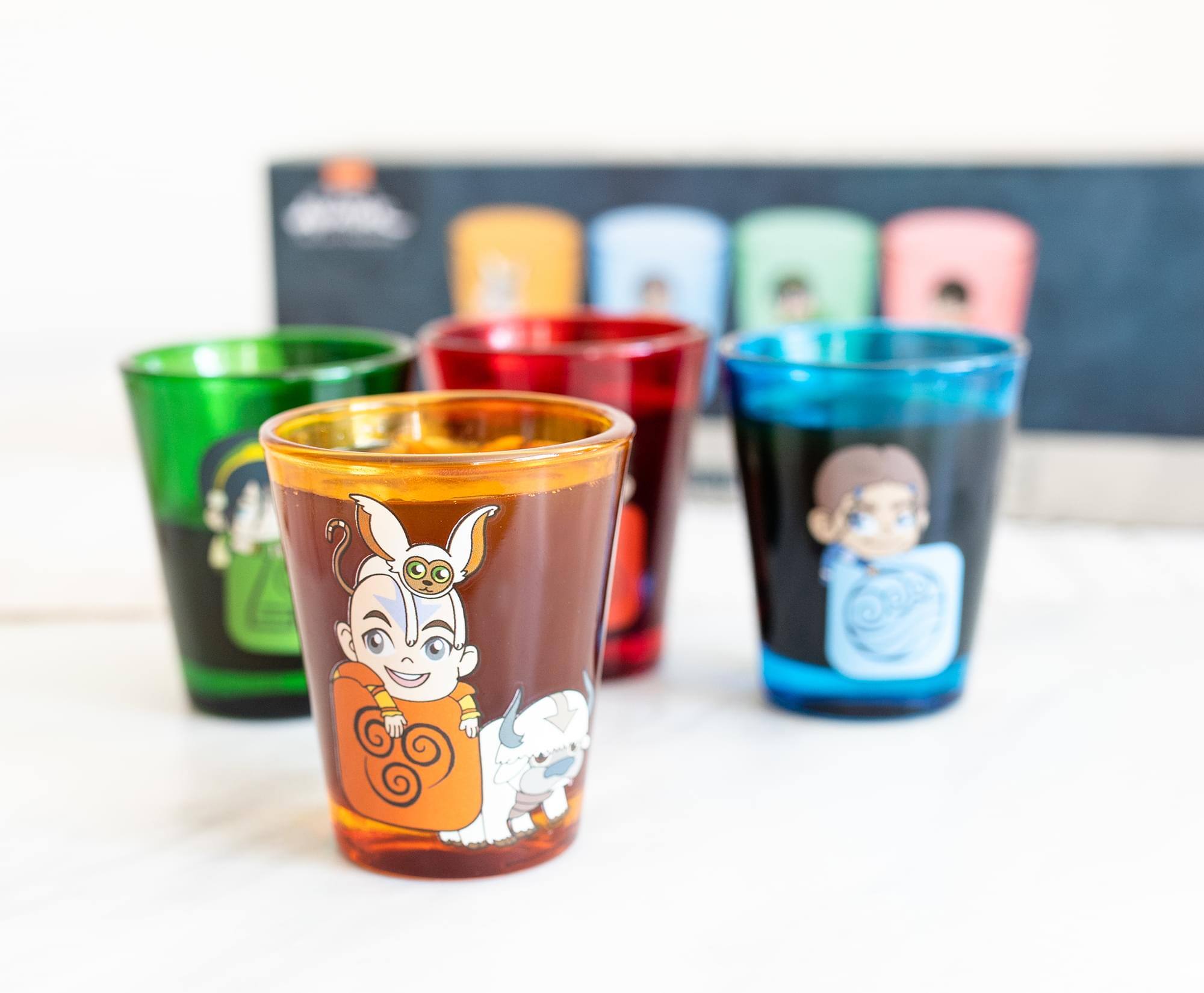 Alt View 2. Surreal Entertainment - Avatar: The Last Airbender Chibi Characters 2-Ounce Shot Glasses | Set of 4 - Green.
