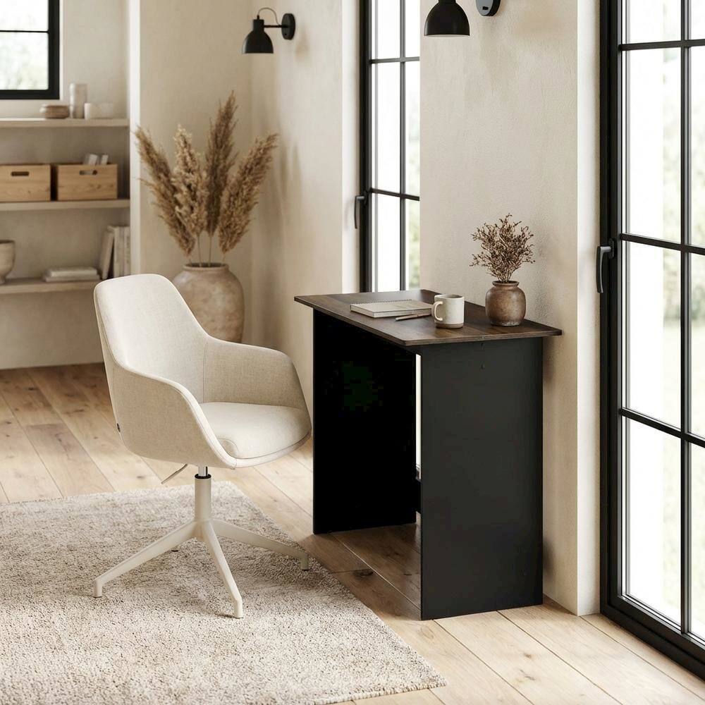 Left. BisonOffice - Columbia Walnut Study Table with Durable Surface, Compact Design for Home Office - Columbia Walnut/Black.