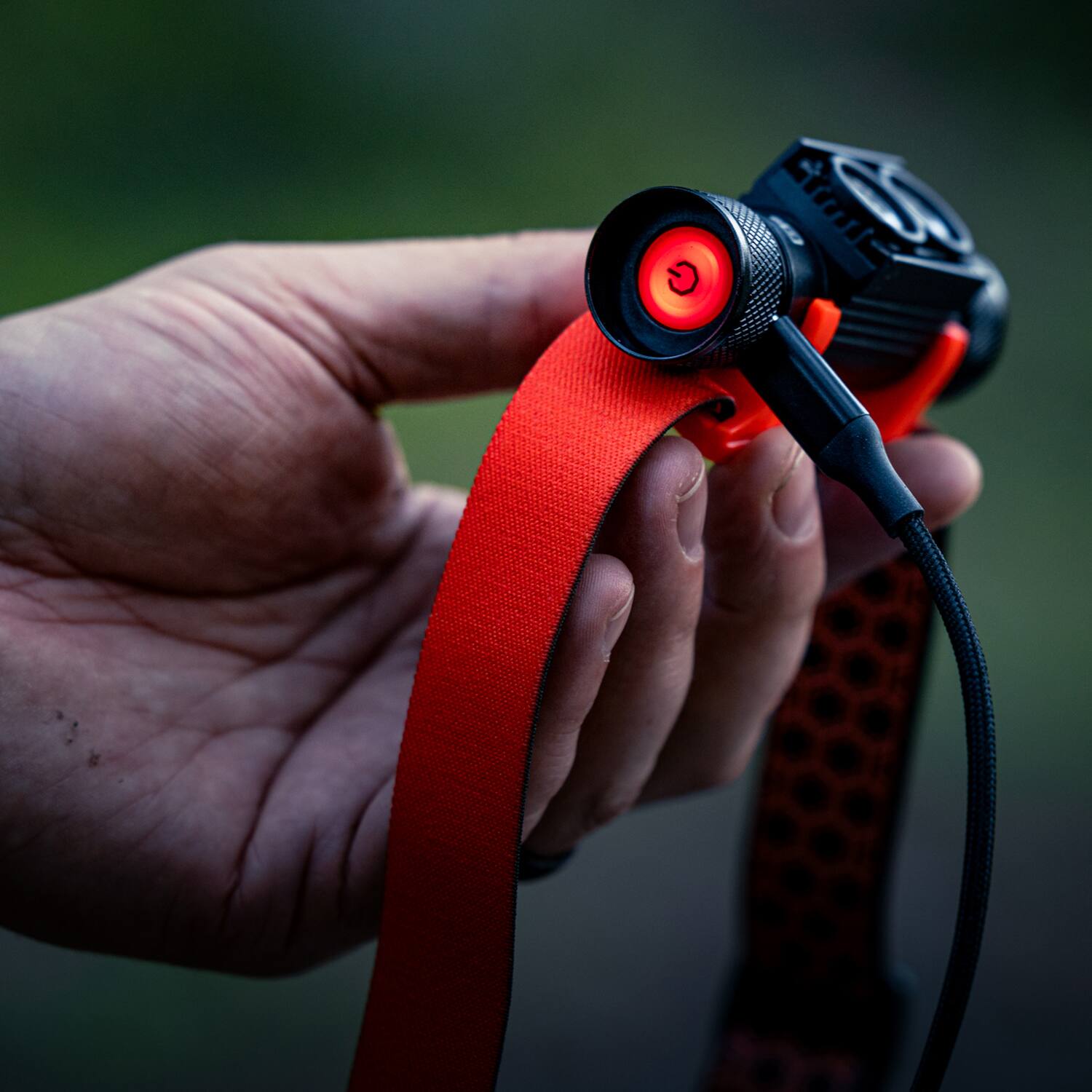 Alt View 6. Dark Energy - Rechargeable LED Headlamp | 900 Lumens with White & Red Light | IP66 Water-Resistant with Adjustable Hex-Grip Strap - Black.