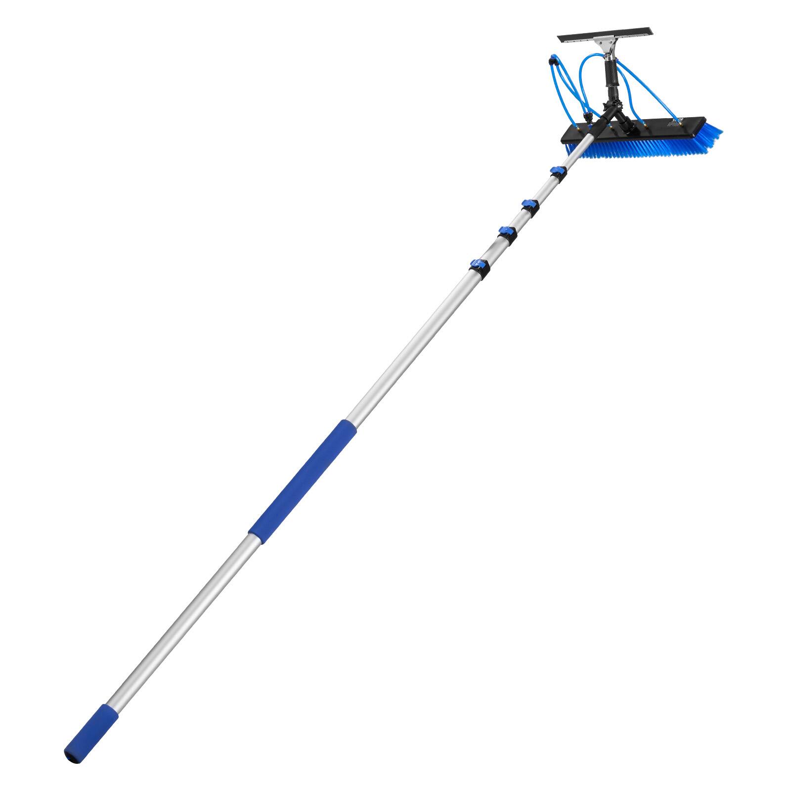 Alt View 5. VEVOR - Solar Panel Cleaning Kit, 26 ft, Water Fed Pole Kit with Cleaning Brush, Squeegee, Soap Dispenser, Extendable Aluminum - Silver + Blue.