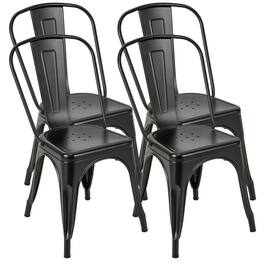 Kadyn - Dining Chairs, Kitchen Chairs Trattoria Chairs,4 Pcs Modern Bar Stools with Removable Back and Rubber Feet - Black