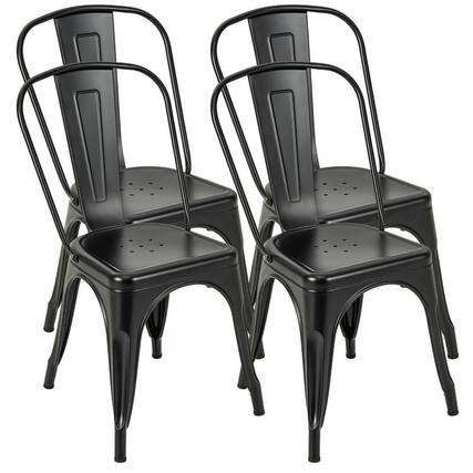 Front. Kadyn - Dining Chairs, Kitchen Chairs Trattoria Chairs,4 Pcs Modern Bar Stools with Removable Back and Rubber Feet-Black - Black.