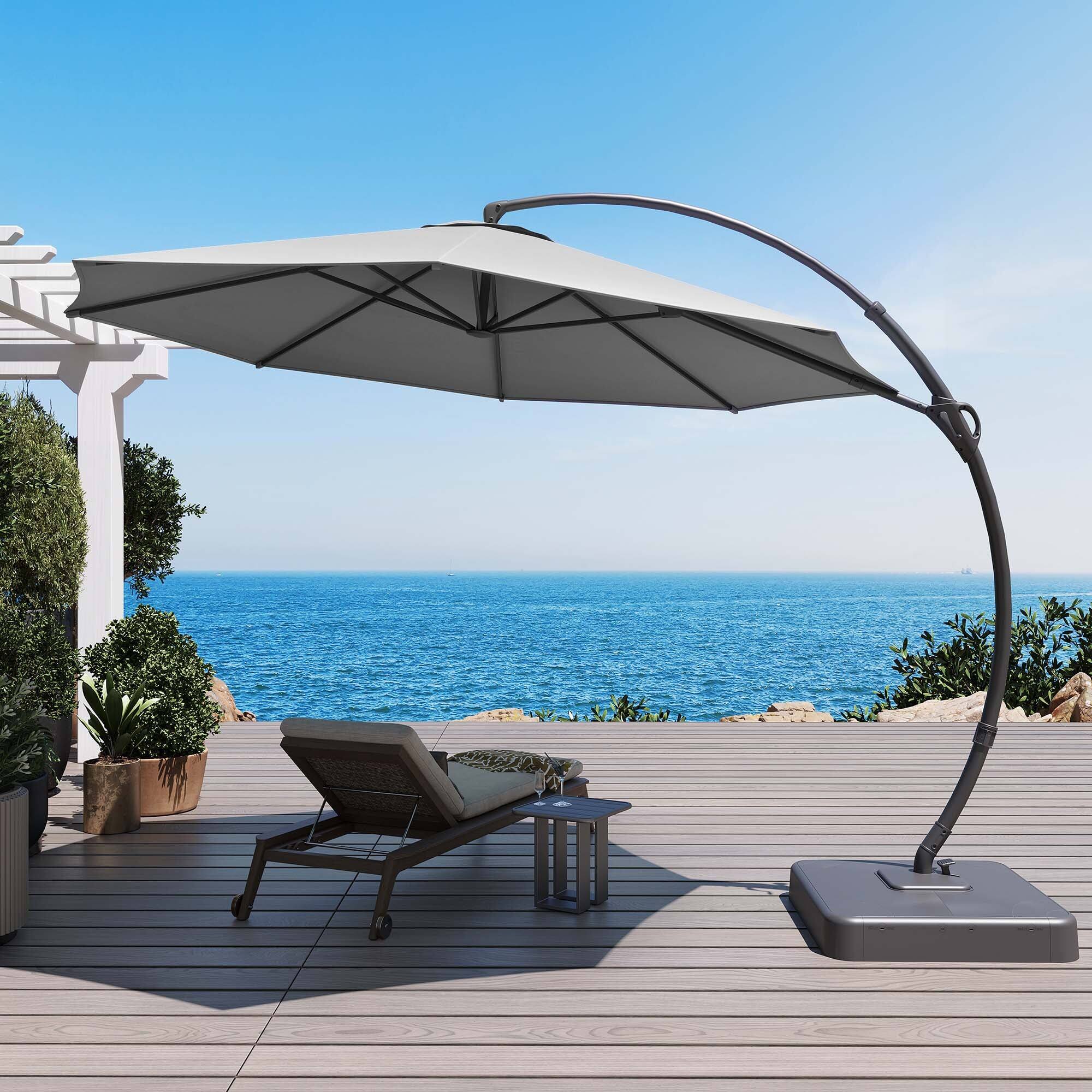 Alt View 2. Boyel Living - 12ft Gray Luxury Cantilever Patio Umbrella UV Protection - Gray.