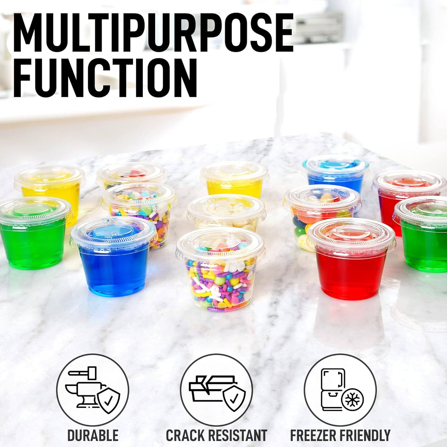 MULTIPURPOSE FUNCTION

DURABLE  
CRACK RESISTANT  
FREEZER FRIENDLY