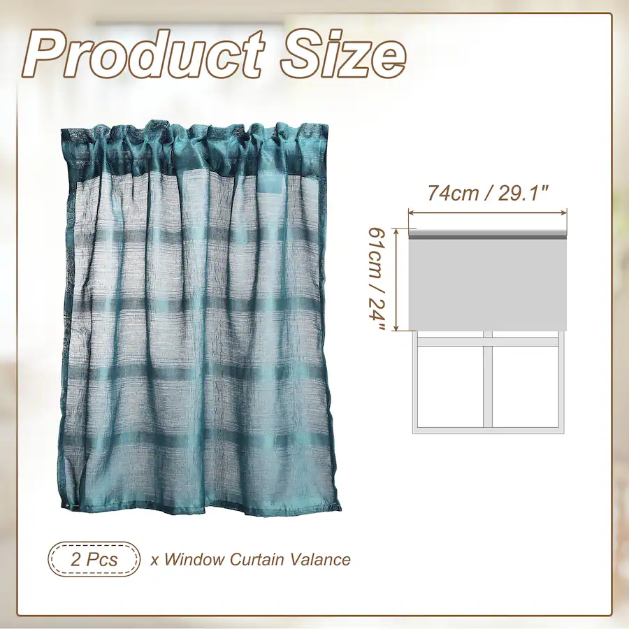 Screen Room Texture Unique Bargains 2pcs Window Valance Curtains, 29x24 Inch, Small Short ...