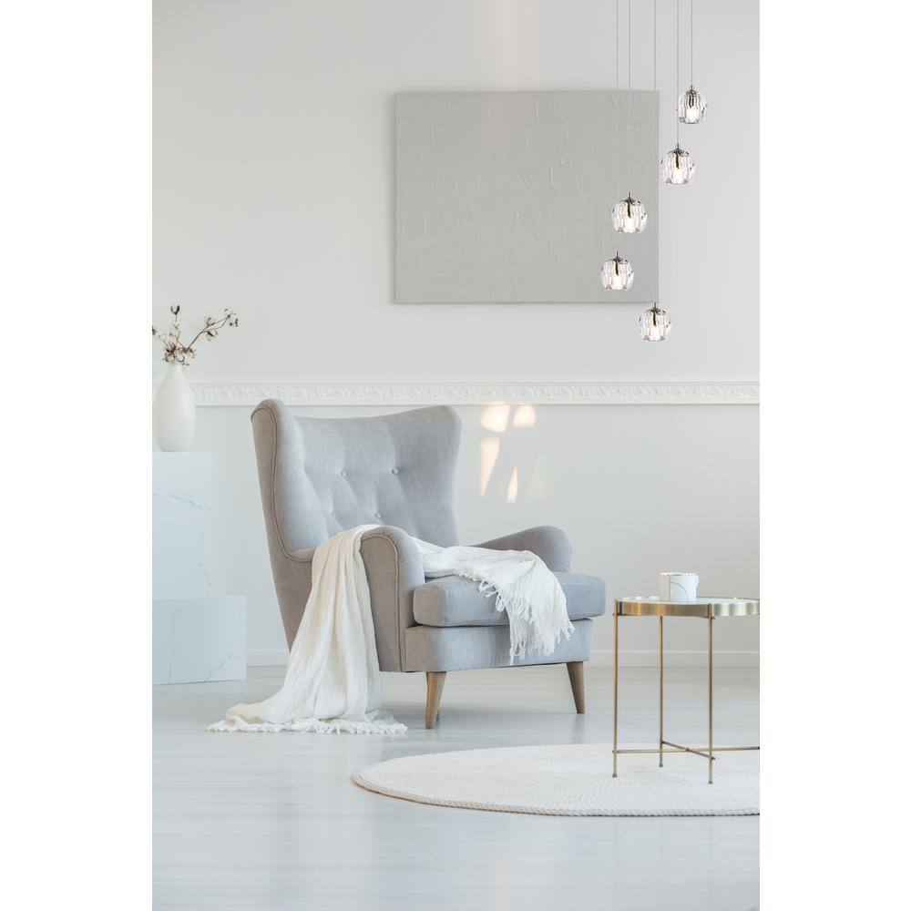 Angle. Elegant Lighting - Eren 5 lights Chrome pendant - Chrome.