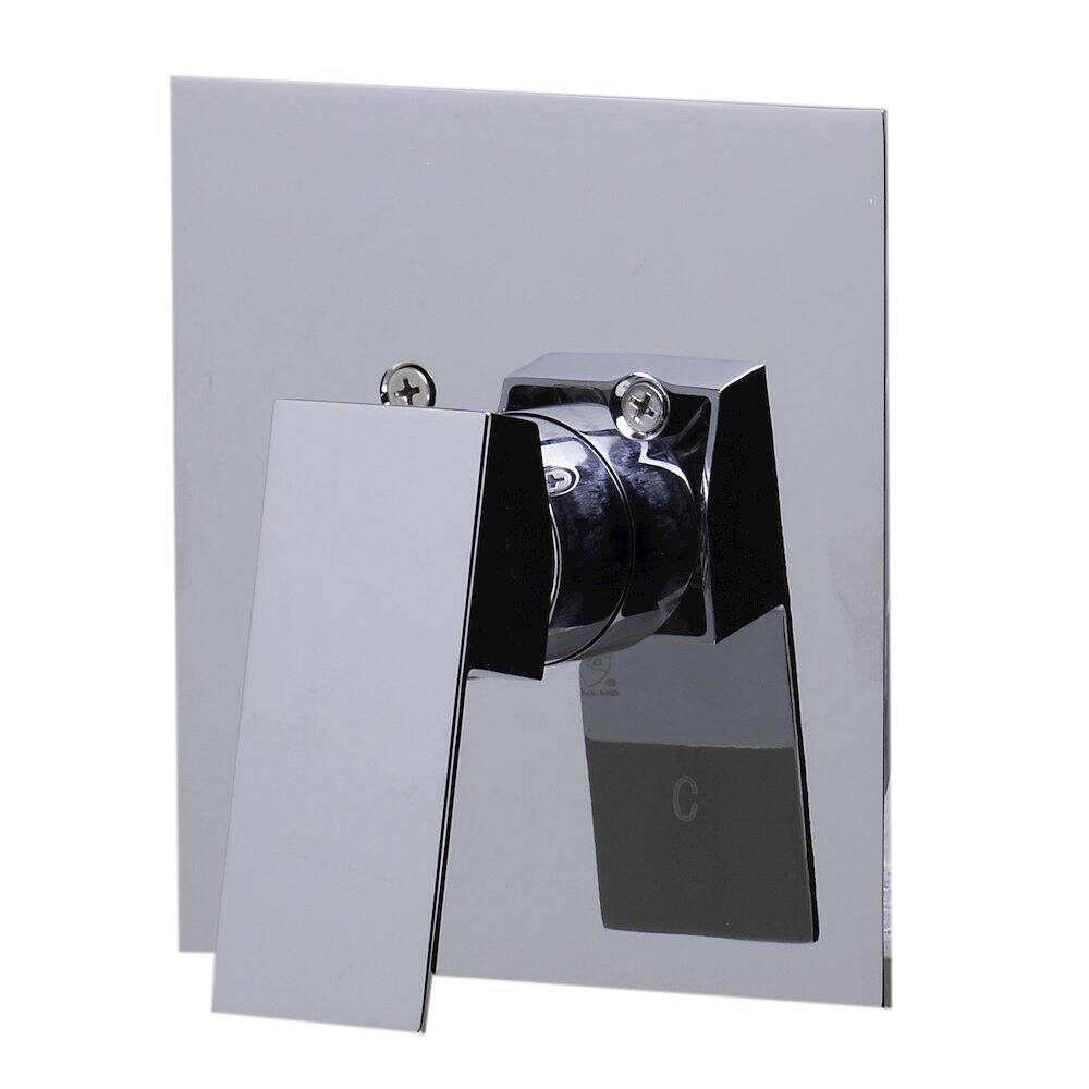 Angle. Alfi - Polished Chrome Shower Valve Mixer With Square Lever Handle - Silver.
