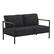 Front. Alamont Home - Lea Indoor/Outdoor Patio Loveseat with Cushions - Modern Aluminum Framed Loveseat with Teak Accent Arms - Charcoal.