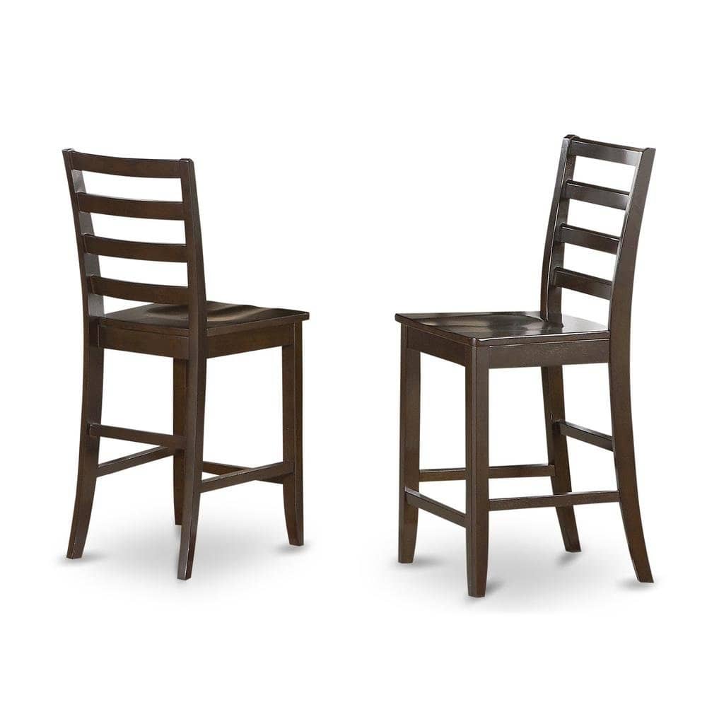 FurniFact - Wood Seat Counter Stools Set of 2 - Cappuccino