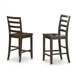 FurniFact - Wood Seat Counter Stools Set of 2 - Cappuccino