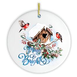 OrnamentallyYou - Merry Bright Artistic Birdhouse Christmas Ornament - Multi-colored