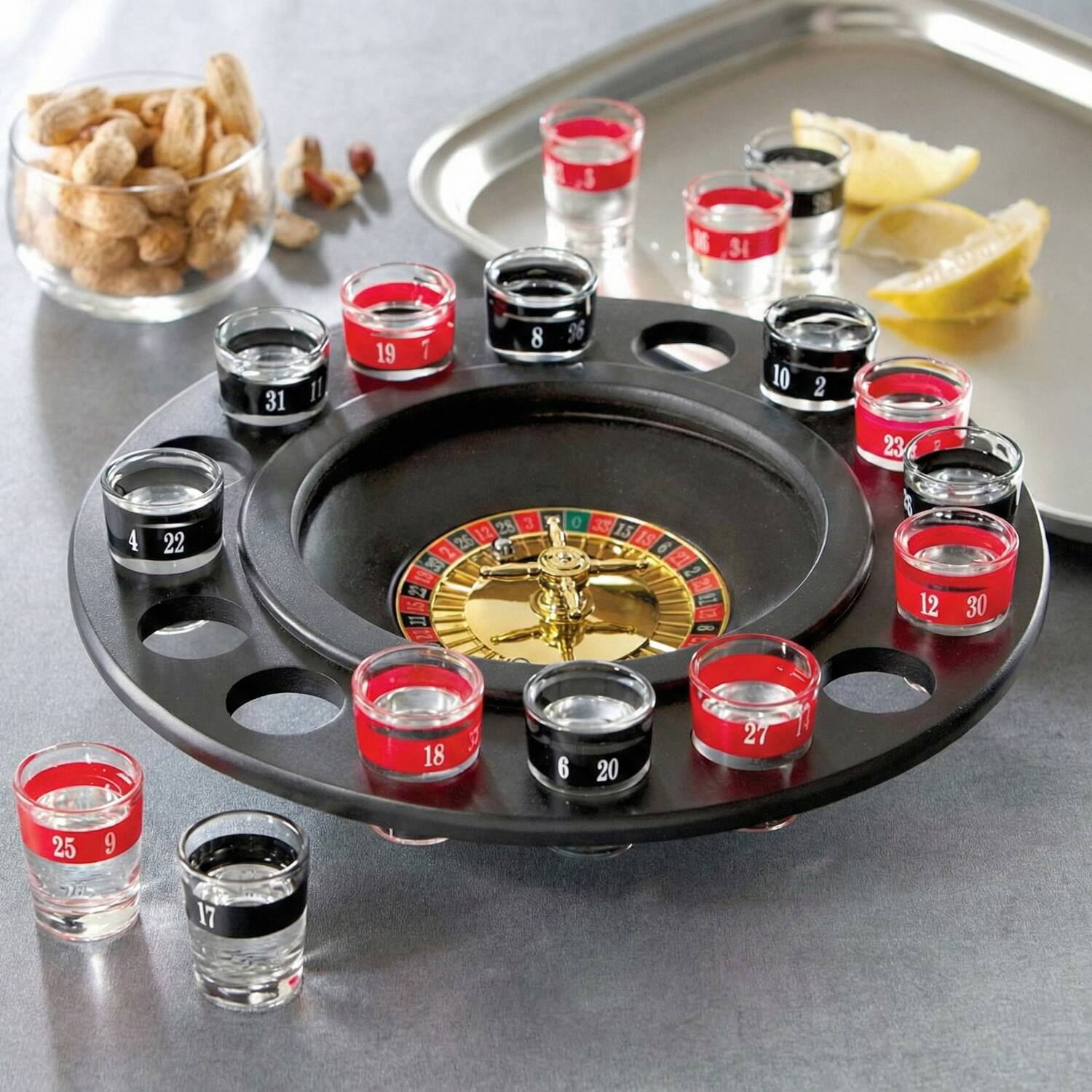 Left. American Atelier - Drinking Roulette Game Set.