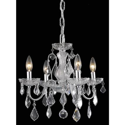 Front. Living District - Calista Collection Pendant D17in H15in Lt:4 Chrome Finish - Chrome.