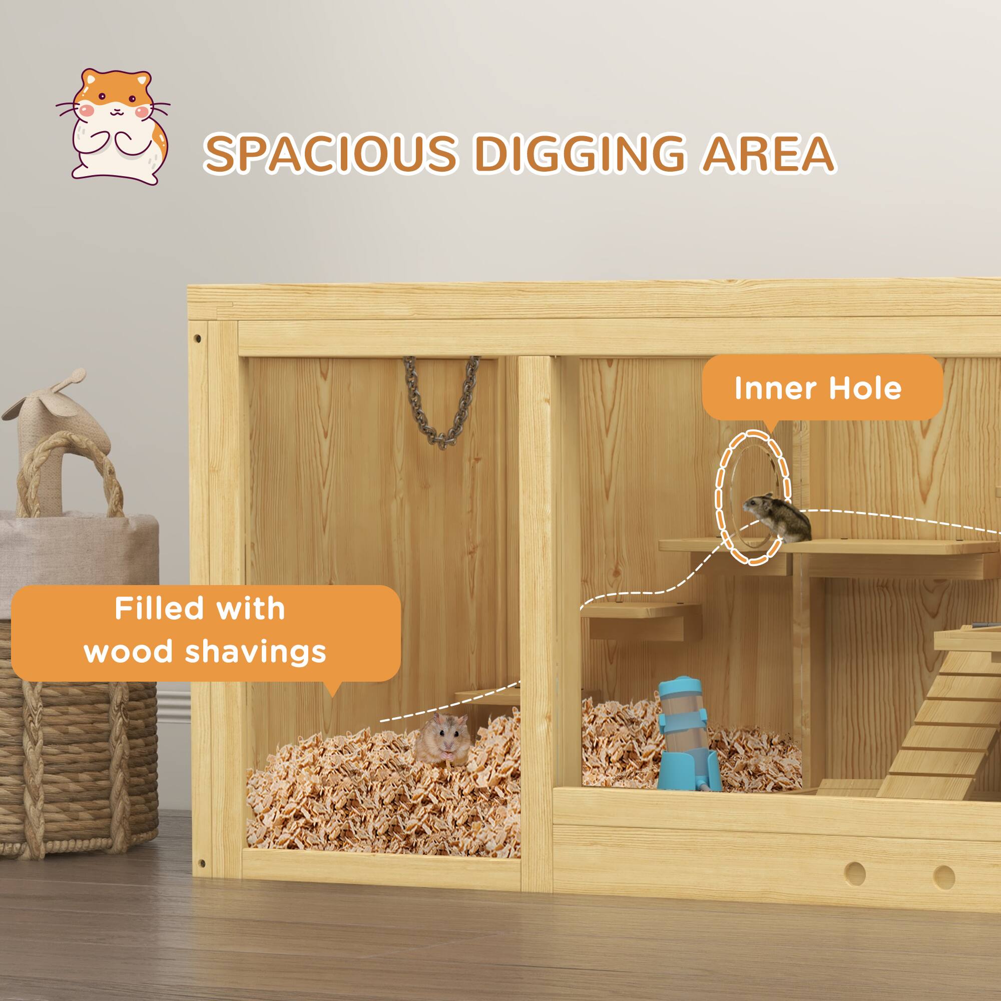 SPACIOUS DIGGING AREA

Inner Hole

Filled with wood shavings