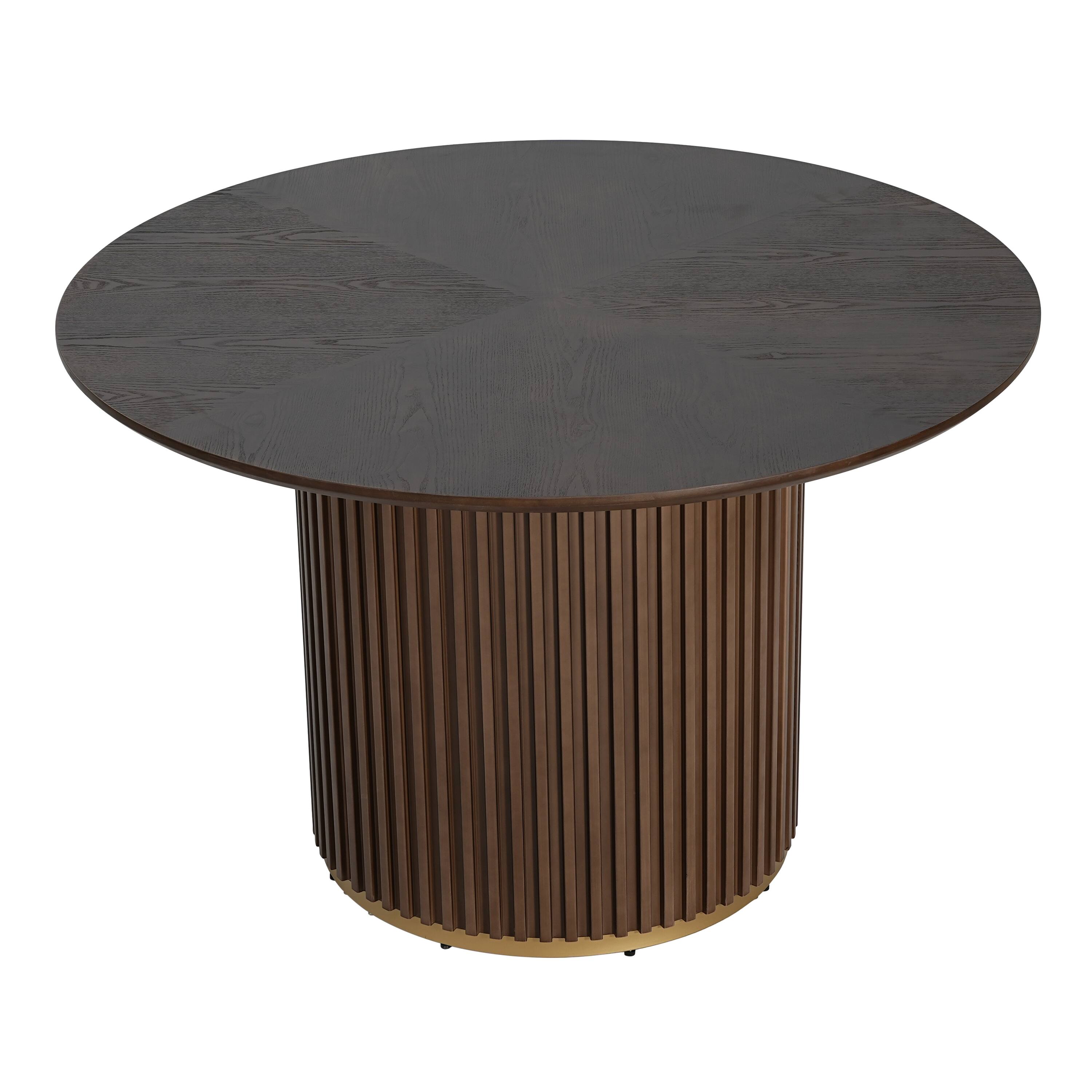 Alt View 1. Loheer - Loheer 47 inch round dining table, walnut pedestal base for four - Walnut.