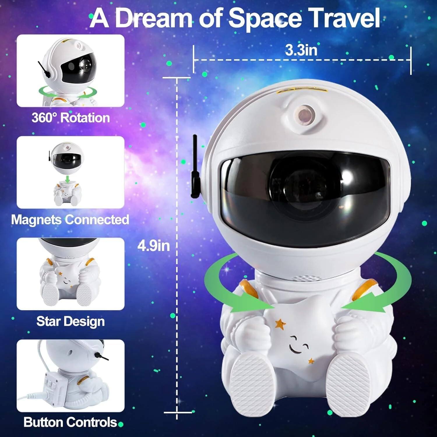 A Dream of Space Travel  
3.3in  
360° Rotation  
Magnets Connected  
4.9in  
Star Design  
Button Controls