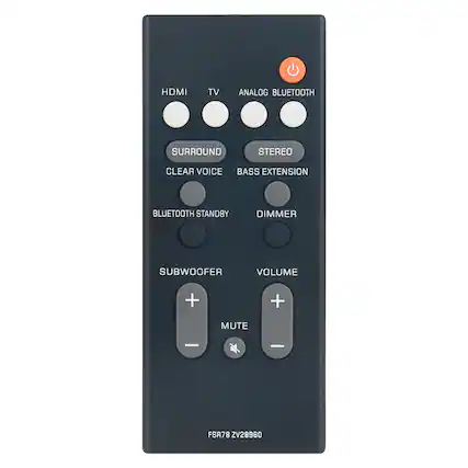 HDMI TV ANALOG BLUETOOTH
SURROUND STEREO CLEAR VOICE BASS EXTENSION
BLUETOOTH STANDBY DIMMER SUBWOOFER VOLUME
MUTE
FSR78 ZV28960