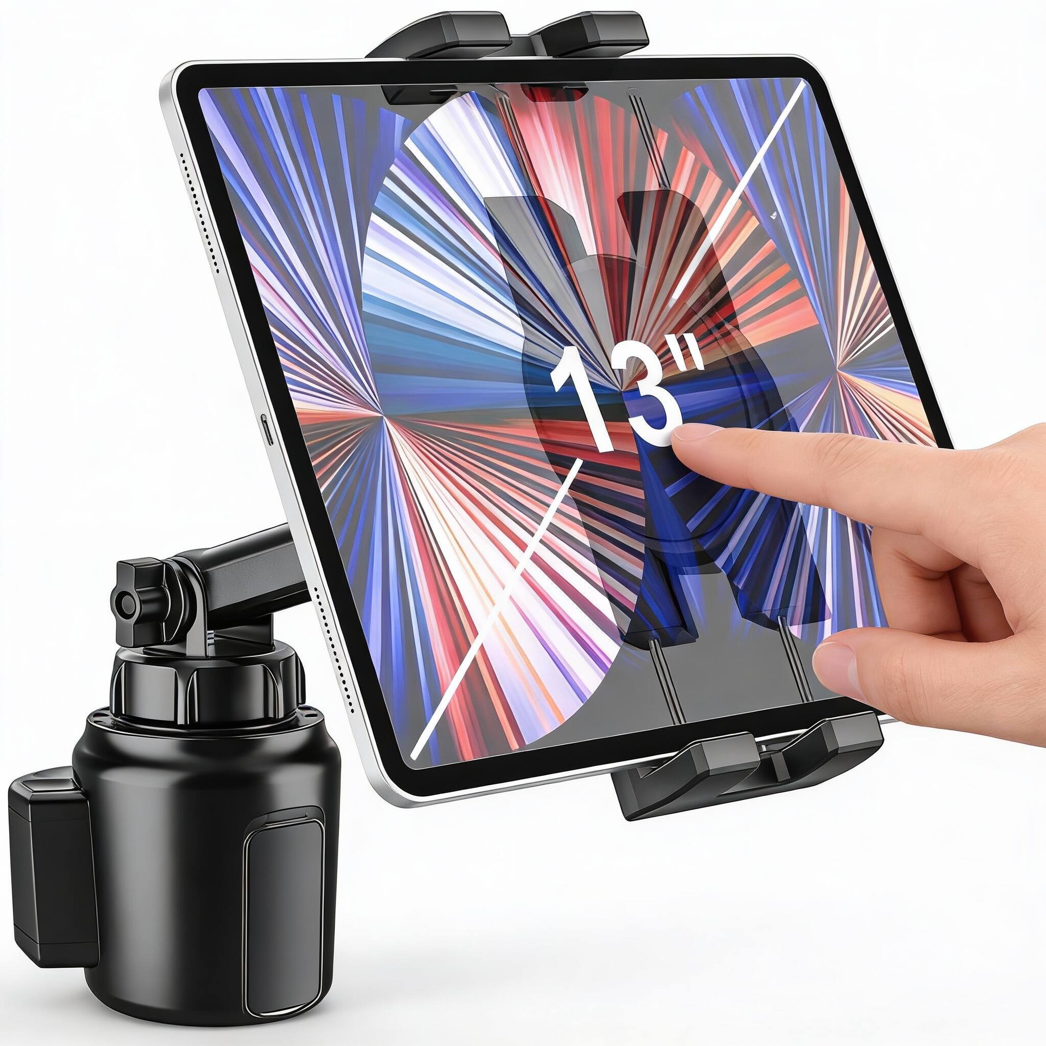 Front. METALTON - Cup Holder Car Tablet Mount Ipad For Car truck Rotation Adjustable Universal Stand Cradle Compatible With P... - Default.