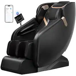 Koligey - 4D Massage Chair Full Body, Zero Gravity Recliner Shiatsu SL Track,with Heating, Foot & Calf Massage - Black