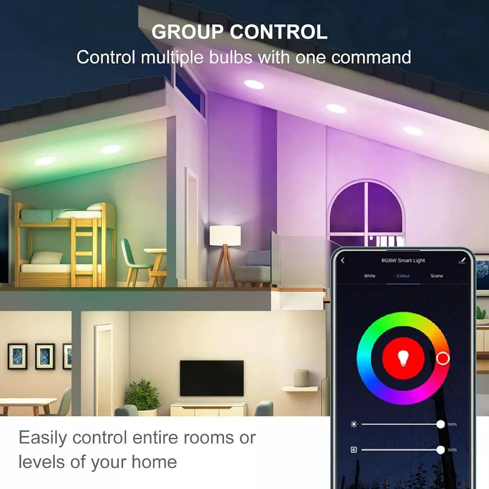 GROUP CONTROL  
Control multiple bulbs with one command  

Easily control entire rooms or levels of your home