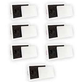 Theater Solutions by Goldwood - TSLCR5 Flush Mount Speakers Dual Woofer in Wall 7 Pack - Paintable White