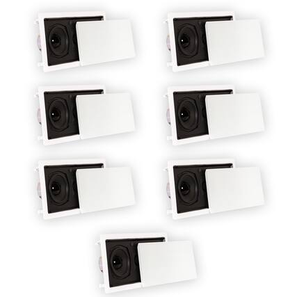 Front. Theater Solutions by Goldwood - TSLCR5 Flush Mount Speakers Dual Woofer in Wall 7 Pack - Paintable White.