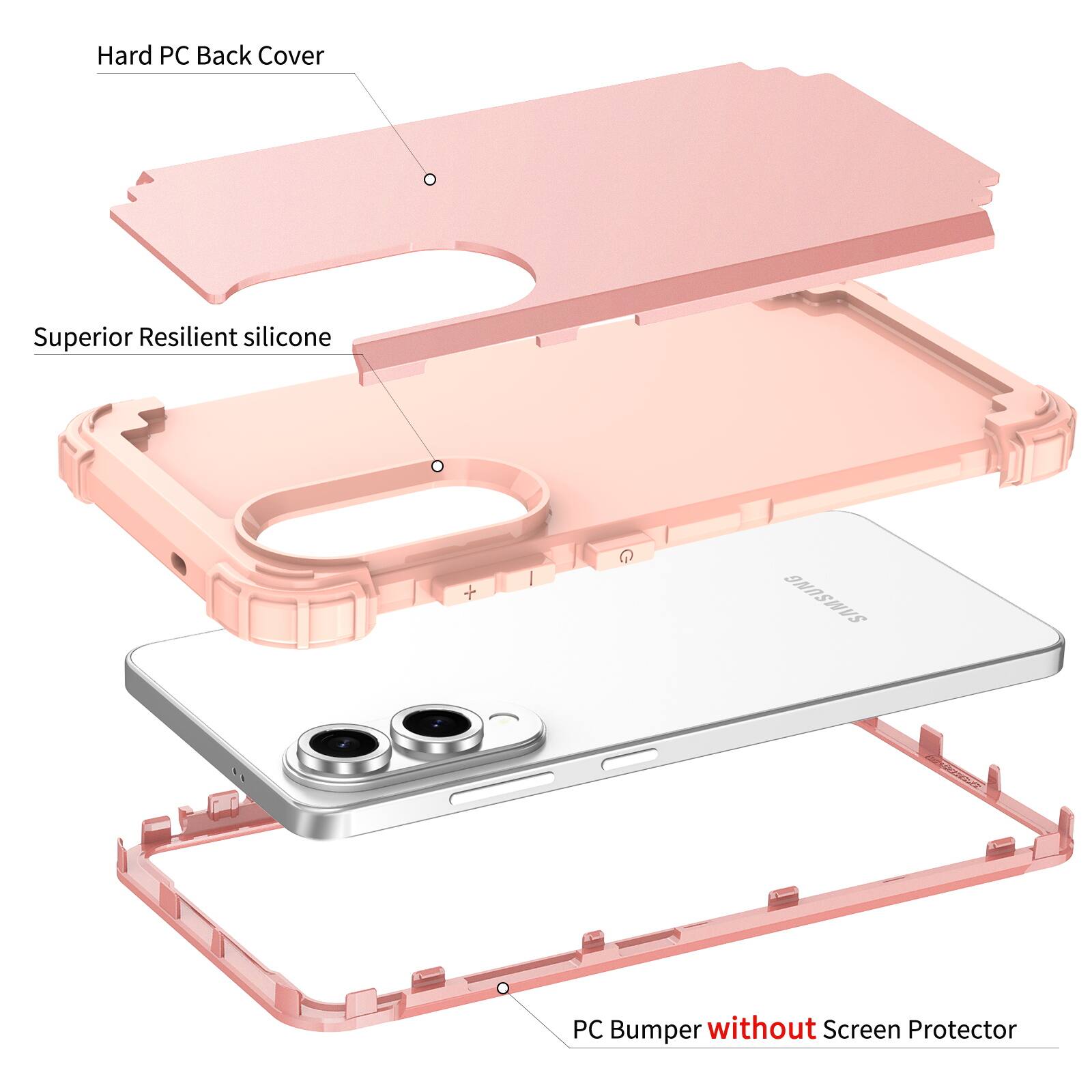 Hard PC Back Cover  
Superior Resilient Silicone  
SAMSUNG PC Bumper without Screen Protector