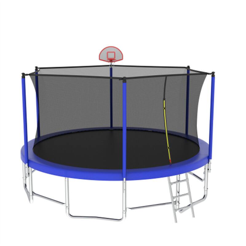 Alt View 6. HTUTWOO - 16FT Trampoline with Balance Bar & Basketball Hoop & Ball - Outdoor Trampoline with Enclosure Net - Blue.