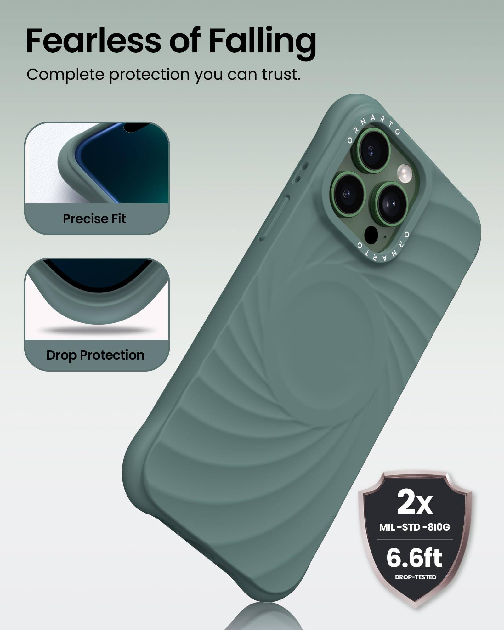 Fearless of Falling  
Complete protection you can trust.  
Precise Fit  
Drop Protection  
2x MIL-STD-810G  
6.6ft DROP-TESTED