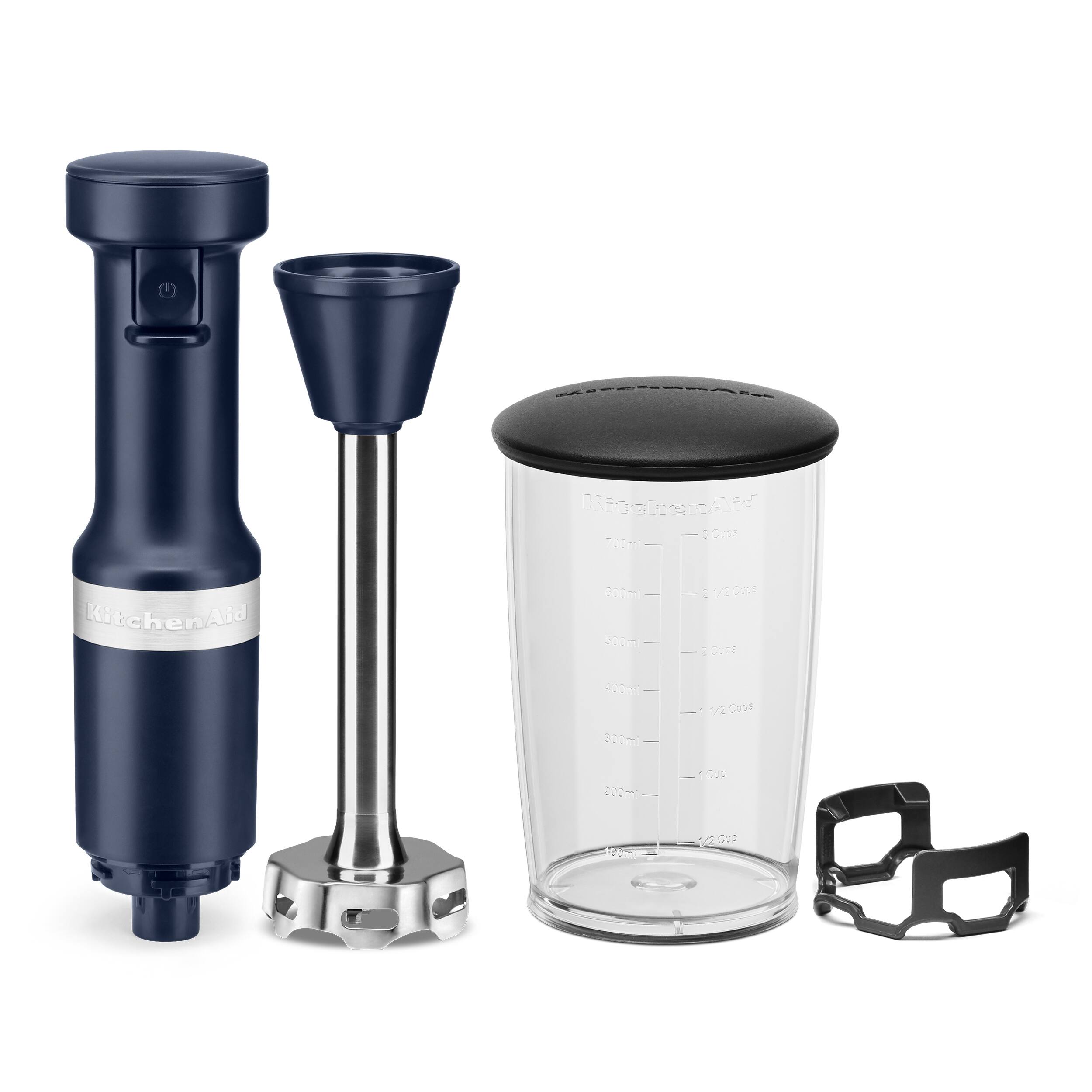 Left. KitchenAid - Variable Speed Corded Hand Blender - KHBV53 - Ink Blue.