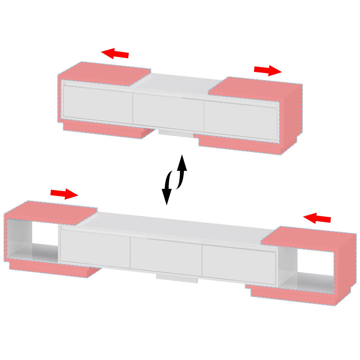 Alt View 8. FUFU&GAGA - TV Stand for 80 Inch TV, Modern Entertainment Center with Storage Cabinets and Drawers, Media Console for Living Room - White.