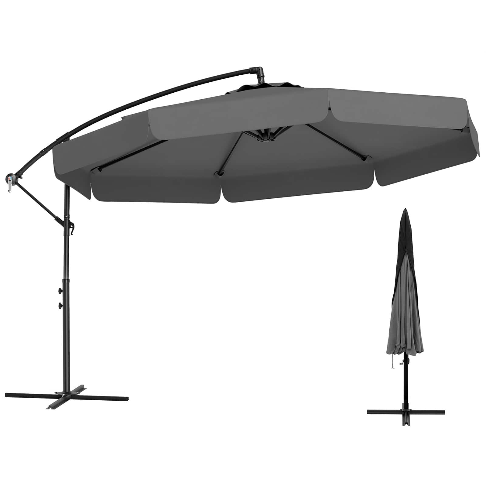 Costway - 10 FT Offset Hanging Umbrella Patio Cantilever Umbrella with Cover - Gray price history on PriceWatchPro