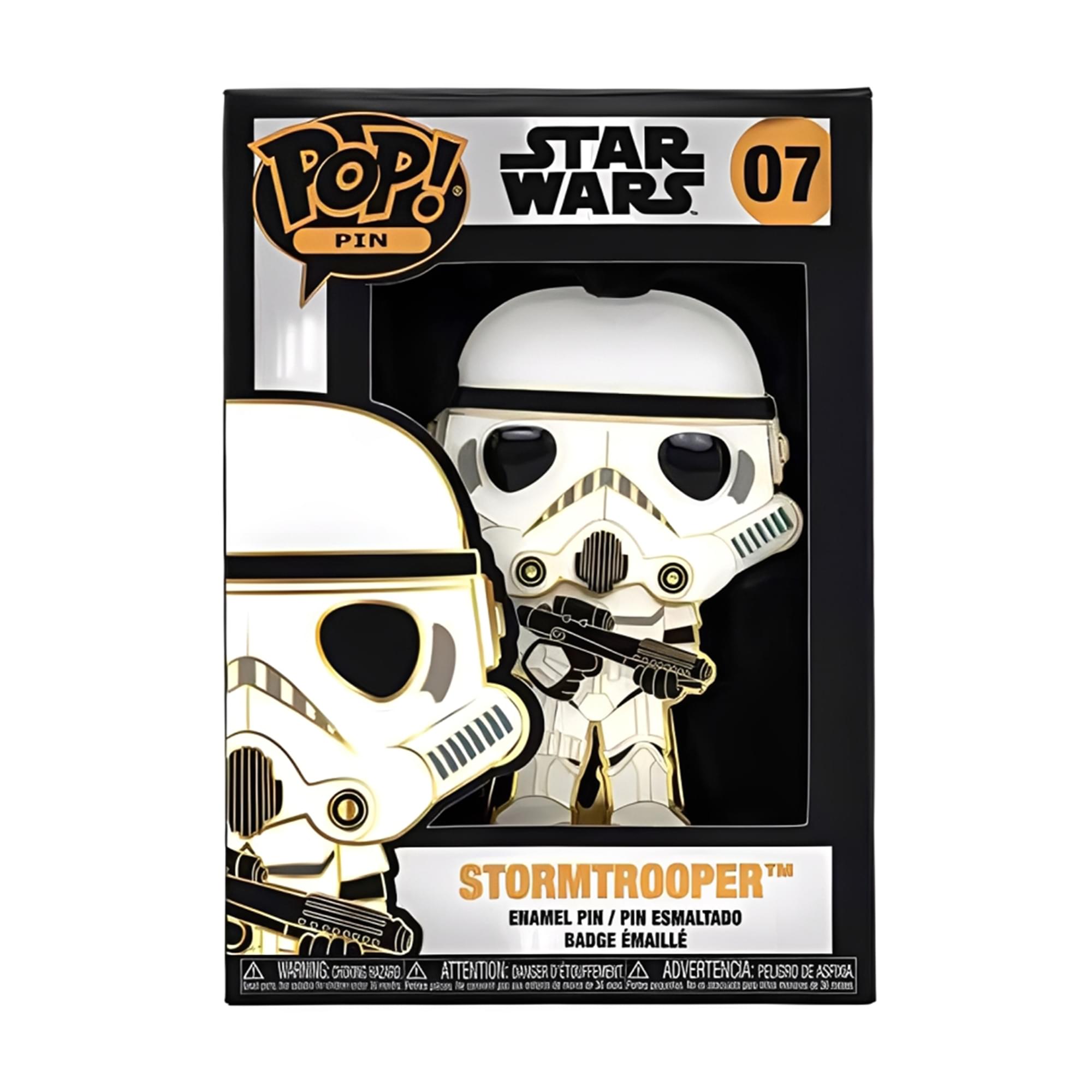 **STAR WARS 07**

**POP! PIN**

**STORMTROOPER™**

**ENAMEL PIN / PIN ESMALTADO / BADGE ÉMAILLE**

**WARNING: CHOKING HAZARD - SMALL PARTS. NOT FOR CHILDREN UNDER 3 YEARS.**

**ATTENTION: DANGER DE SOUFFЛЕMENT - PIÈCES PETITES. NE PAS LAISSER ENFOIRER.**

**ADVERTENCIA: PELIGRO DE ASFIXIA - PIEZAS PEQUEÑAS. NO DEJAR ENFOIRAR.**

**DÉTRUIT ENFANTS / ADVERTENCIA: PELIGRO DE ASFIXIA - PIEZAS PEQUEÑAS. NO DEJAR ENFOIRAR.**

**1.5" / 3.8 CM**