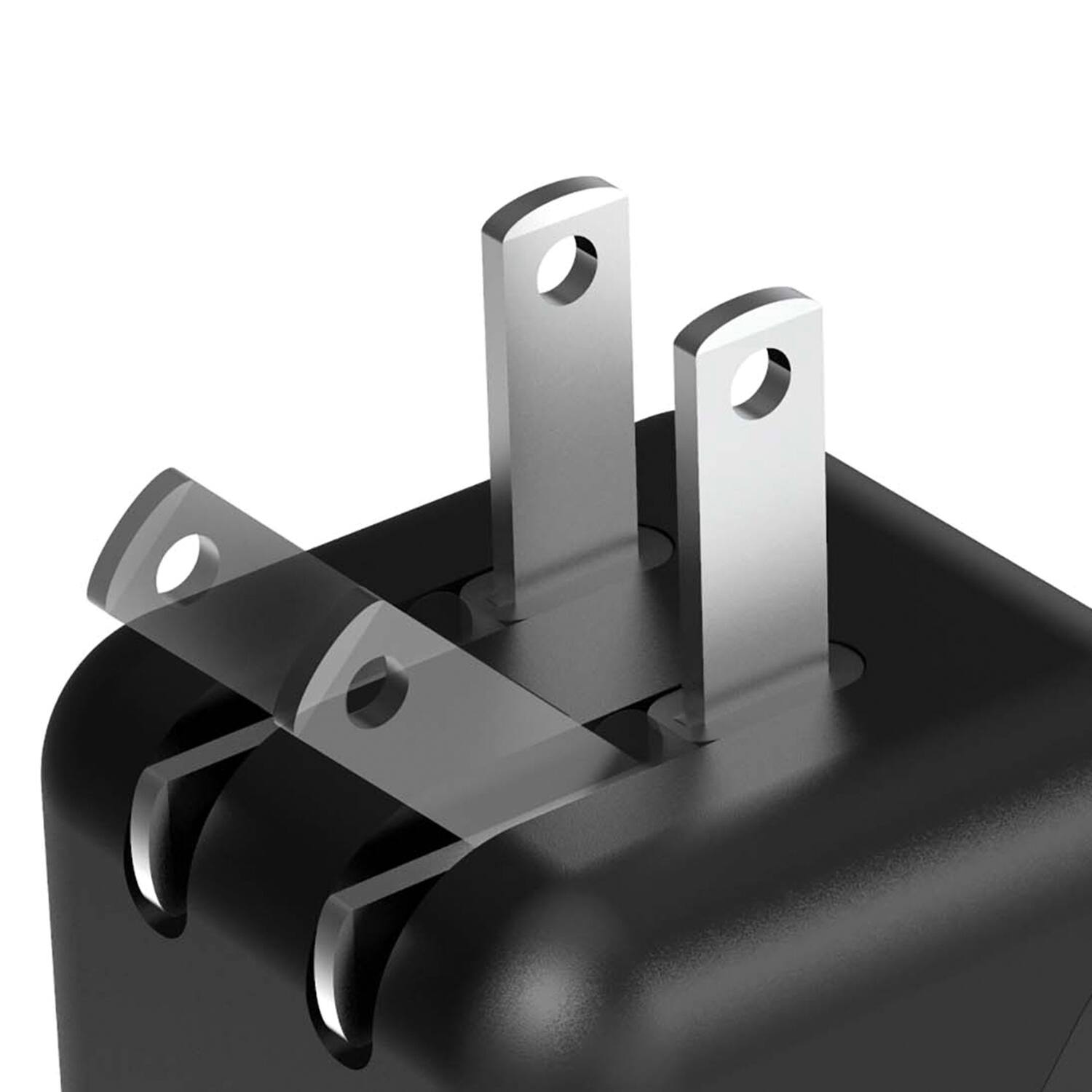 Angle. Xyst - 2.4-Amp Dual USB Foldable Wall Charger - Black.