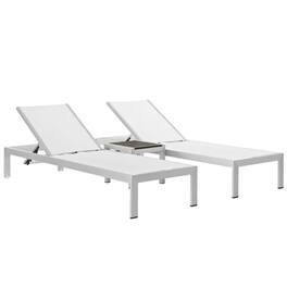 Outdoor Escape - Outdoor Lounge Furniture Set In Durable Aluminum With Comfortable Seating - White
