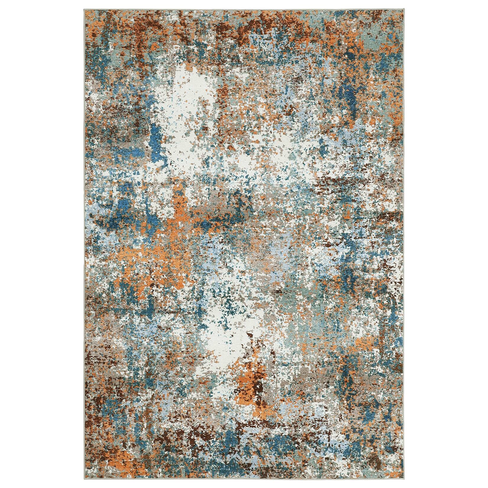 Front. Acekool - Modern Abstract Area Rug for Bedroom Machine Washable Non Slip Stain Resistant Mat for Living Room Kitchen - Multicolor.