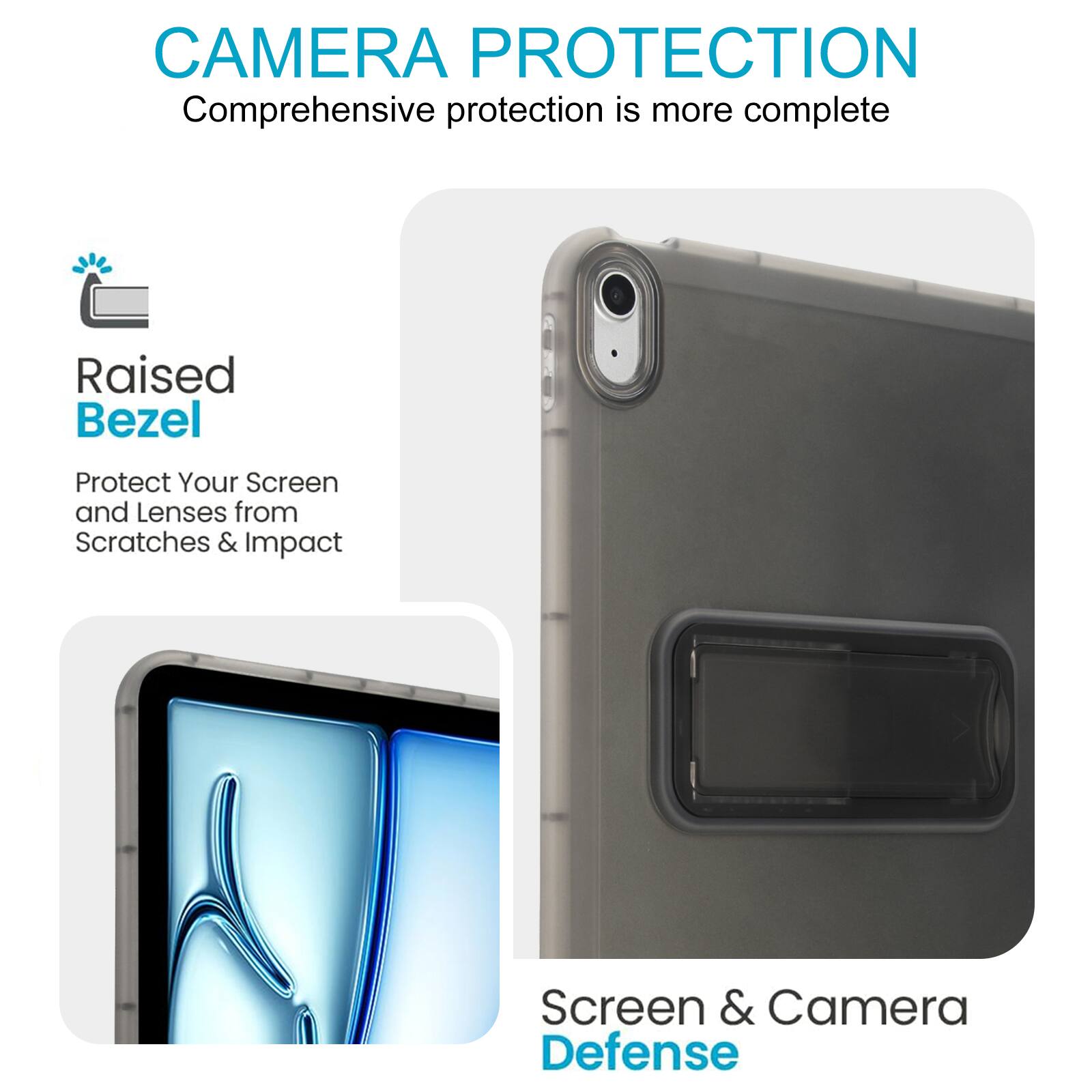 CAMERA PROTECTION  
Comprehensive protection is more complete  

Raised Bezel  
Protect Your Screen and Lenses from Scratches & Impact  

Screen & Camera Defense