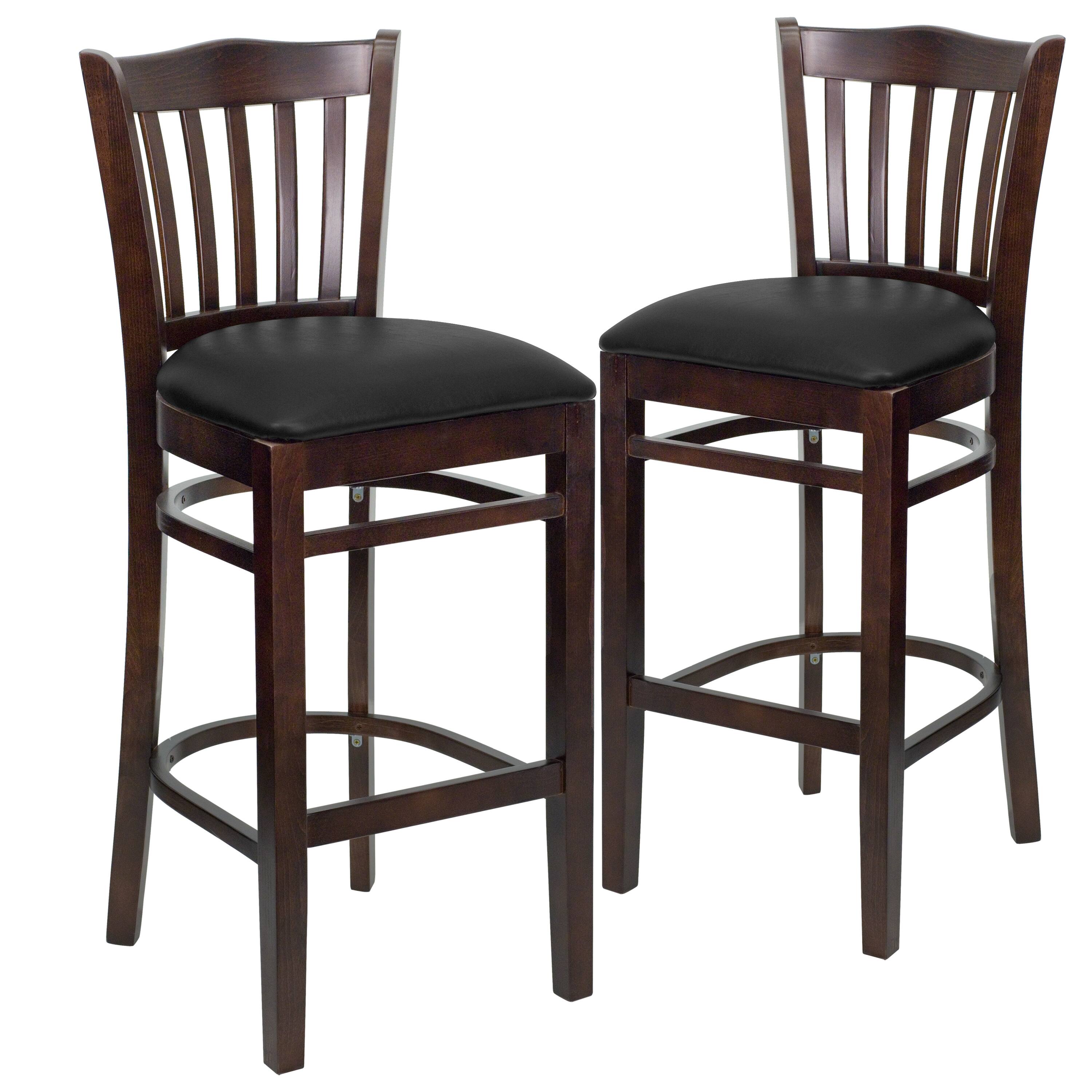 Black Vinyl Seat/Walnut Wood Frame