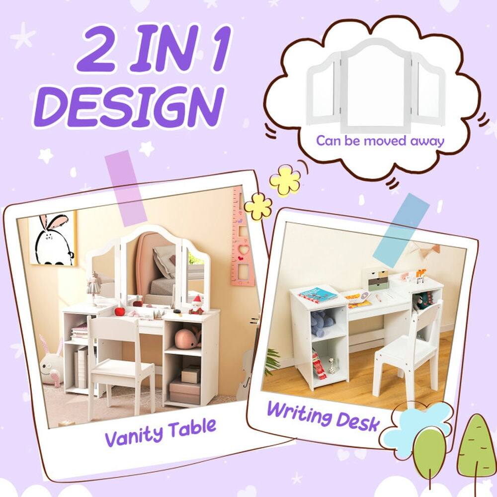 2 IN 1 DESIGN  
Can be moved away  
Vanity Table  
Writing Desk