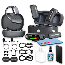 HollyView - Hollyland LARK MAX 2 Ultimate Combo Dual Wireless Microphone Bundle - Black