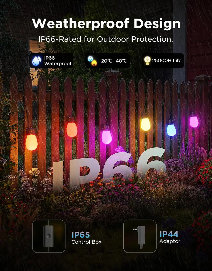 Govee Smart Outdoor S14 Bulb String Lights 2 Black H702B - Best Buy
