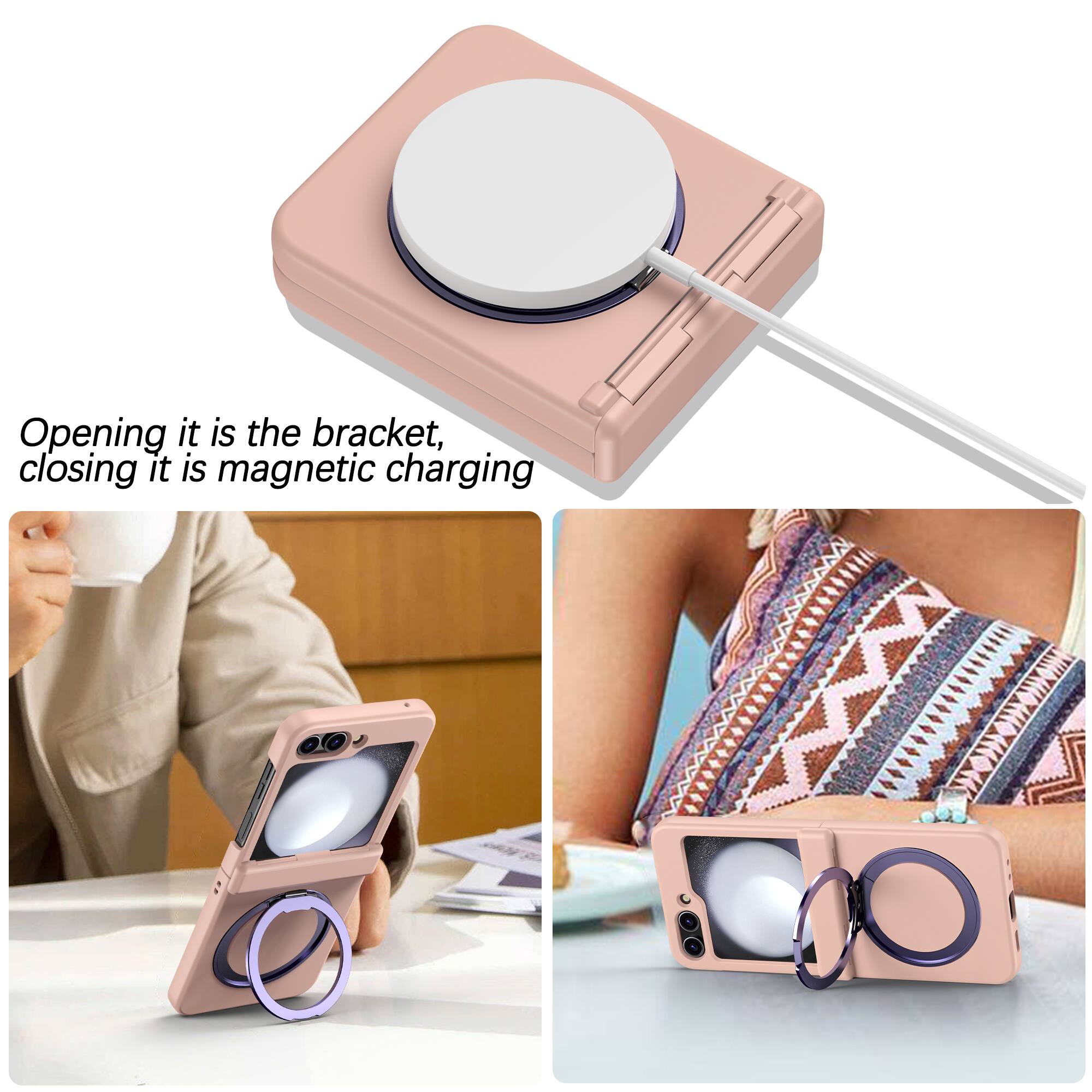 Opening it is the bracket, closing it is magnetic charging.