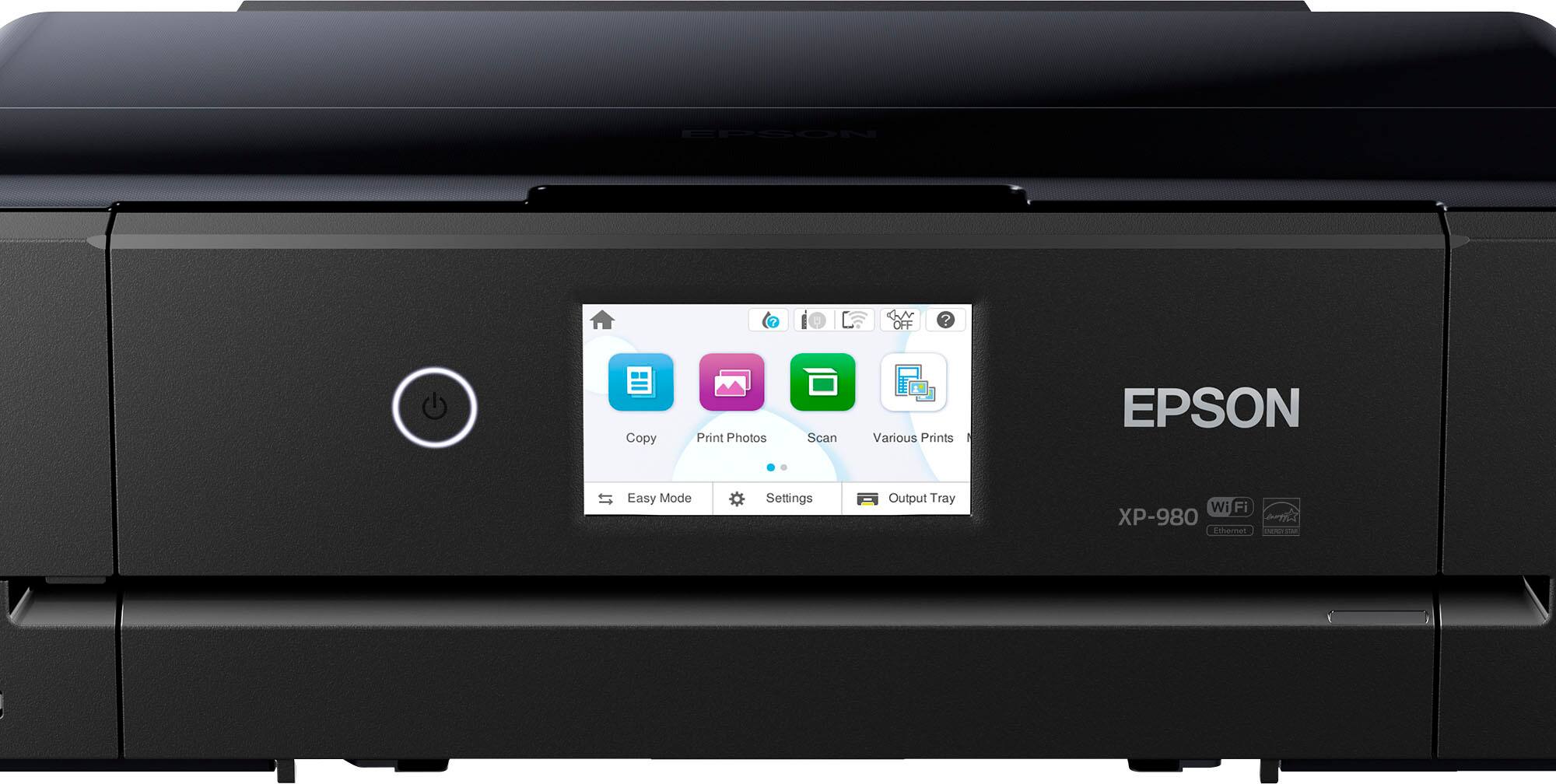 - Y OFF ?  
- Copy Print Photos Scan Various Prints  
- 1 EPSON Easy Mode Settings Output Tray Wi Fi  
- X-980 Vileo Etheret